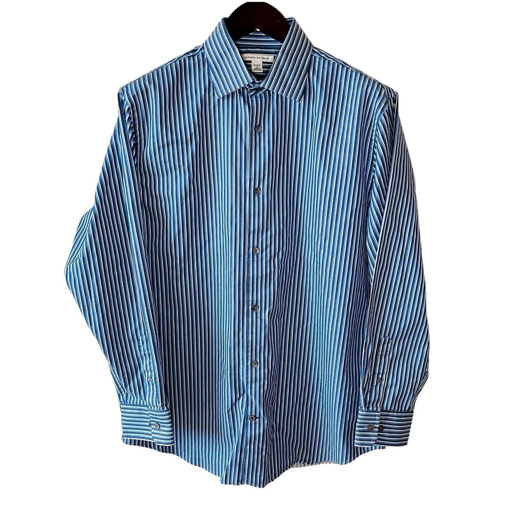 Lot of 3 Button Up Dress Shirts Mens Large Blue 100% Cotton Long Sleeves - Picture 6 of 13